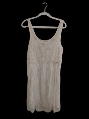 Abercrombie & Fitch Cream Beaded Mini Dress Size Large NEW